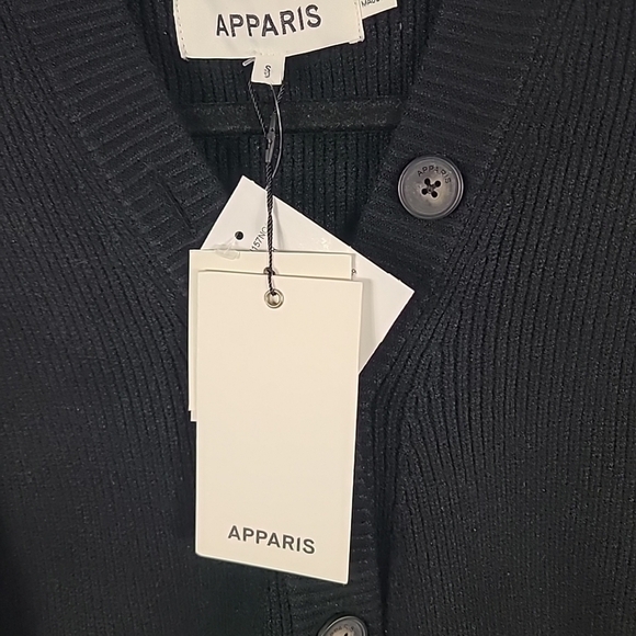 NWT Apparis Anderson Ribbed Button Up Cardigan Knit Black Size Small Retail $245 - Picture 3 of 9